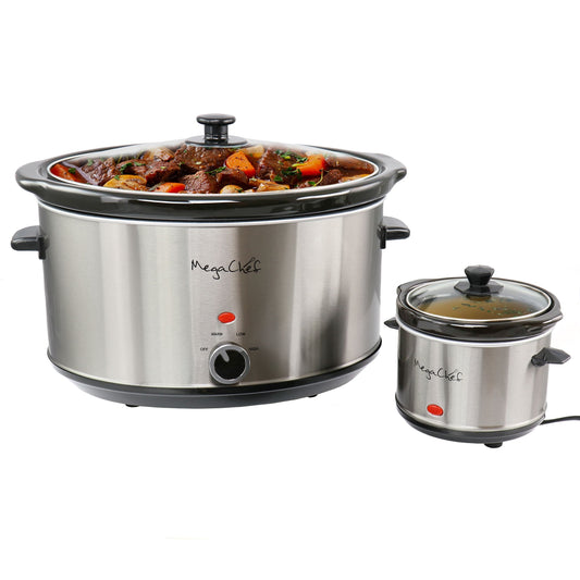 MegaChef 8 Quart Slow Cooker with Bouns Mini 0.6 Quart Warmer