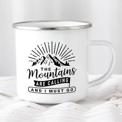 Mountain Mug Enamel Mug Wanderlust Camping Mug The