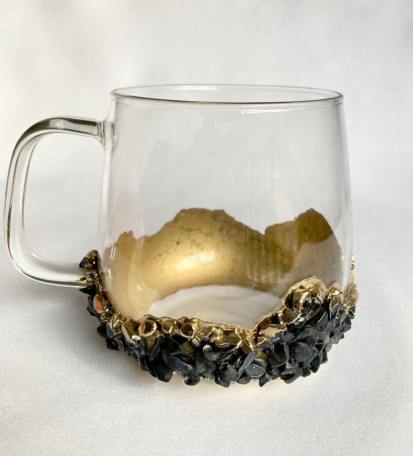 Set of 2 |Crystal Glass Coffee/Tea/Juice Mugs with Gold Plated Black