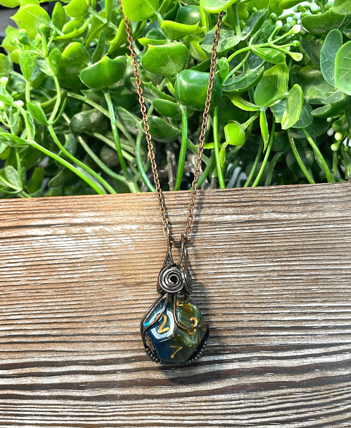 Wire Wrapped D12 Dice Pendant Magic Gamer