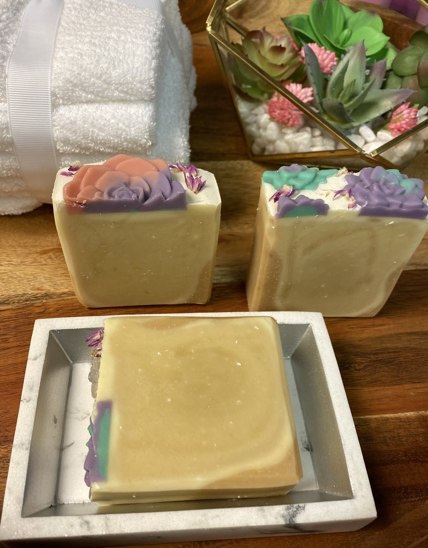 Soothing Goats Milk Peach Succulent Soap