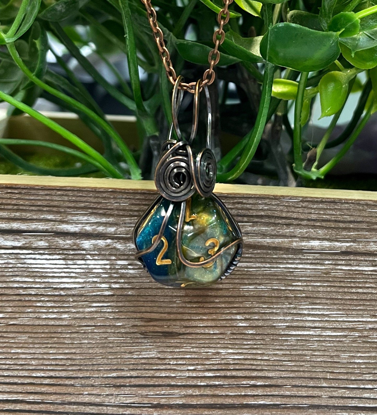 Wire Wrapped D12 Dice Pendant Magic Gamer