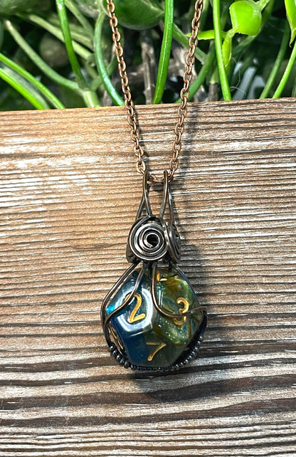 Wire Wrapped D12 Dice Pendant Magic Gamer